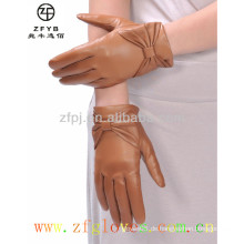 Hersteller heiße Verkauf bowknot Dame Leder Handschuhe